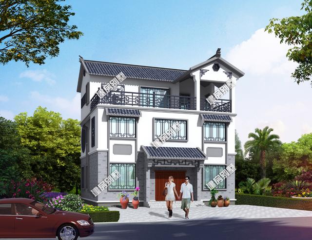 中式三层别墅设计图，11.6x9.5米，简单中国风，传统建筑美！
