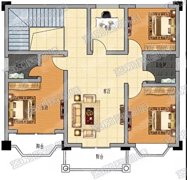 11×9米带卧室套间二层农村住宅设计图（全套施工图）