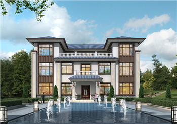 新中式高端豪宅三层别墅自建房设计图，大户型经典
