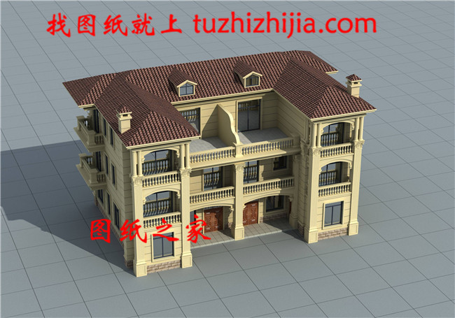 17X12米三层双拼别墅设计图，欧式风格