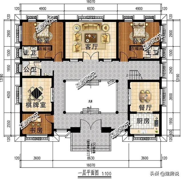 中式四合院别墅设计图，2020建新房，要建就建最牛逼的中式别墅