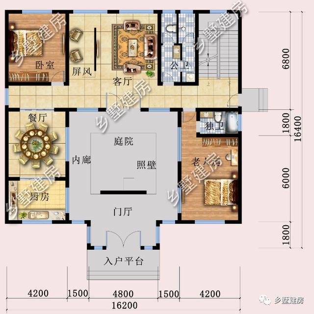 新中式风格农村自建别墅设计图，不仅仅是实用，而且还很美观大气！