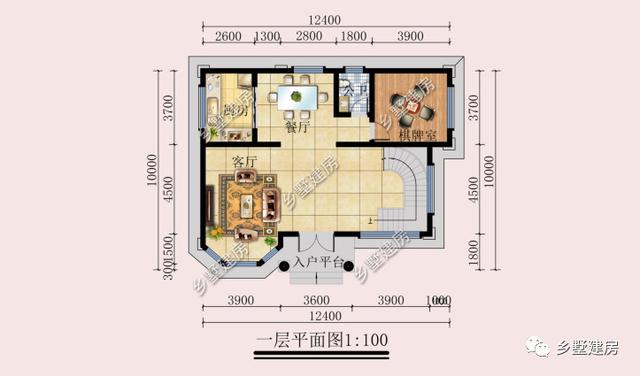 农村自建欧式别墅设计图，占地不大，户型方方正正，自带豪宅既视感。