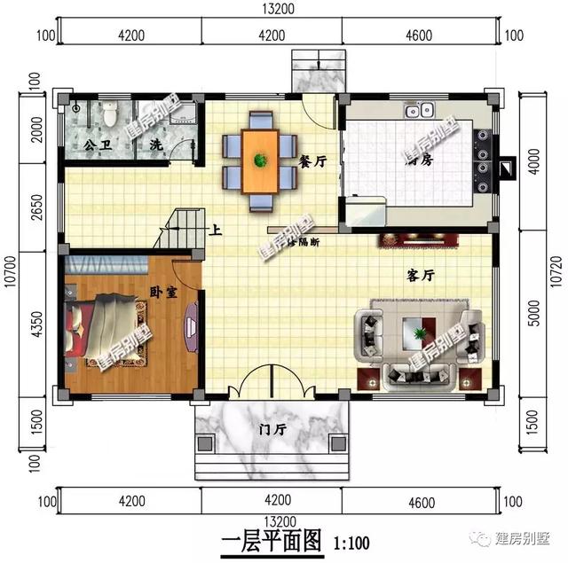 两款开间13米左右三层别墅设计图，挑空客厅，气候和生活方式等因素的影响，南方农村建的较多