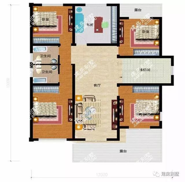 9款两层自建房户型，开间都是12米，每一款户型的外观和布局都非常好