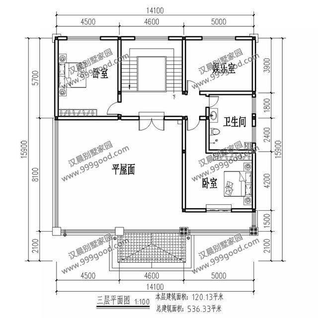 14.1X15.9米三层别墅设计图，回老家盖一栋房子，过向往的生活