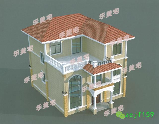 120平米简约三层农村三层自建别墅设计图，罗马柱装饰，外观精美，布局实用。