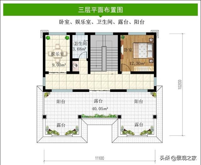 新中式三层带露台小别墅效果图 农村三层别墅设计