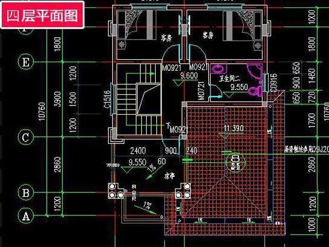 8x11米四层农村自建别墅设计图，框架结构 主体造价：40-45万