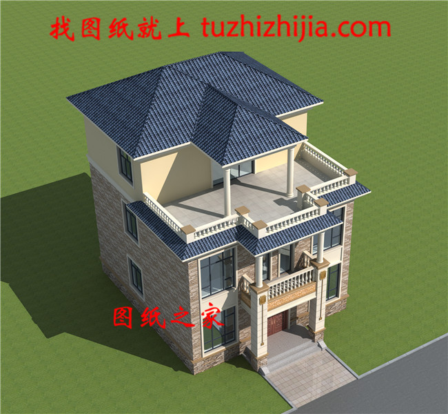 乡村三层别墅CAD建筑设计图，带效果图和全套施工图