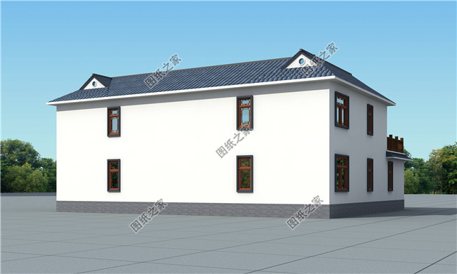 乡村新中式二层四合院别墅设计图，21X17米