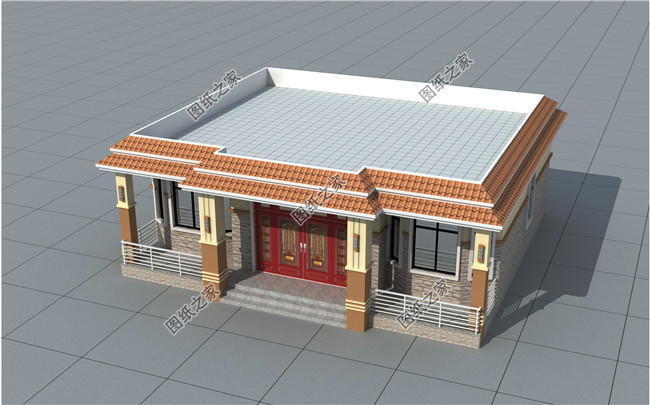 新农村一层简单自建别墅全套设计图纸，平屋顶设计