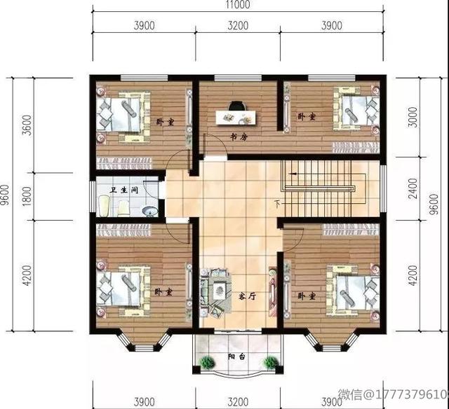 简洁二层小楼设计图，6个卧室还带一个书房