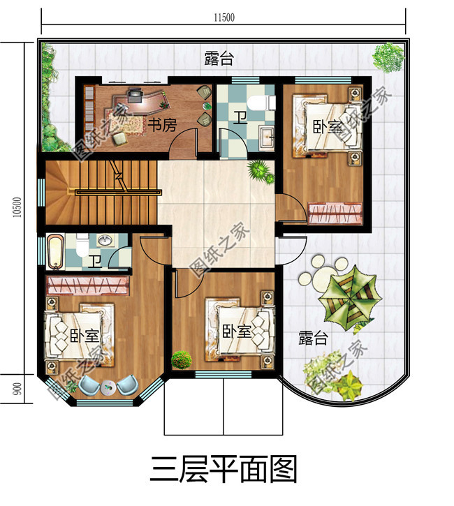 2019新款四层楼房设计图，占地120平方米左右，客厅中空