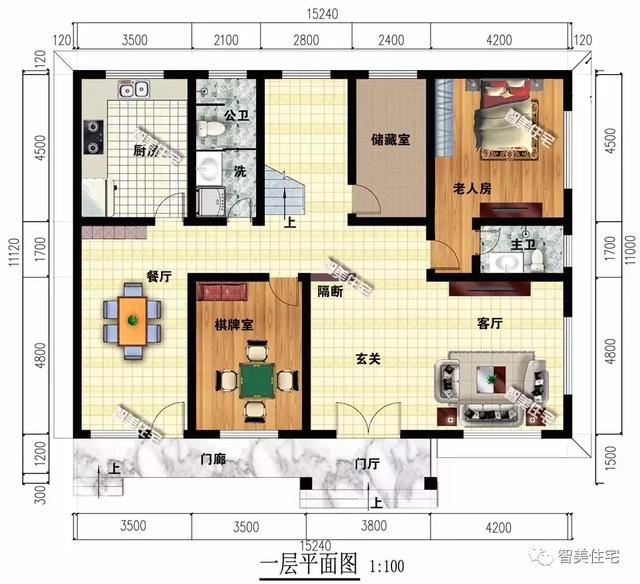 15.2×11.1米三层乡村小楼房方案图，简单造型