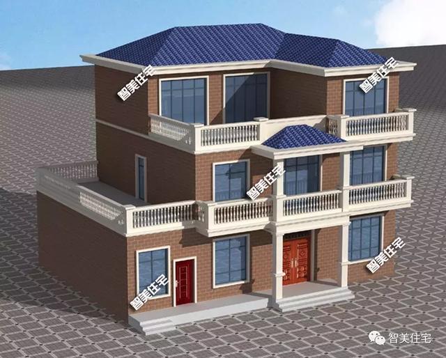 15.2×11.1米三层乡村小楼房方案图，简单造型