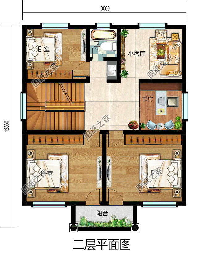乡村三层别墅CAD建筑设计图，110平方米户型，带效果图和全套施工图