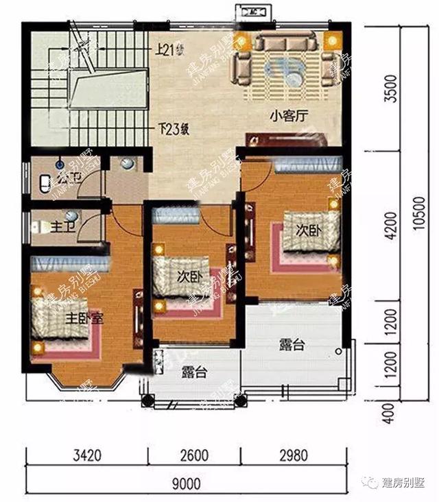 两栋小开间的三层三层自建房子户型方案图，小户型热销款