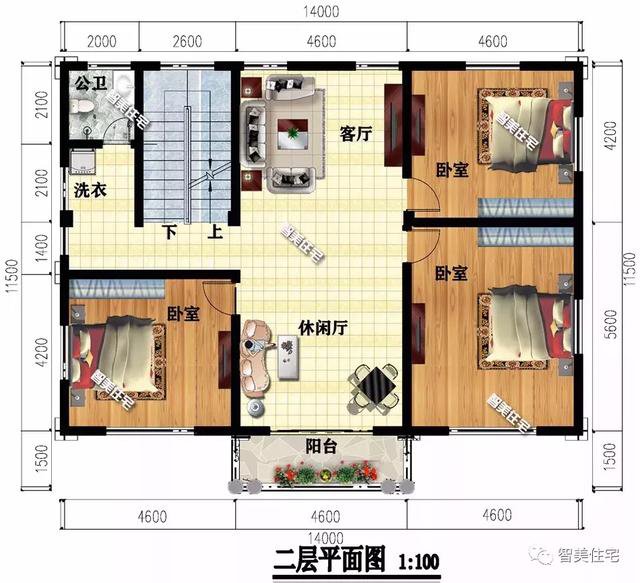 14×11.5米三层别墅，超大堂屋设计，邻居都夸建得好