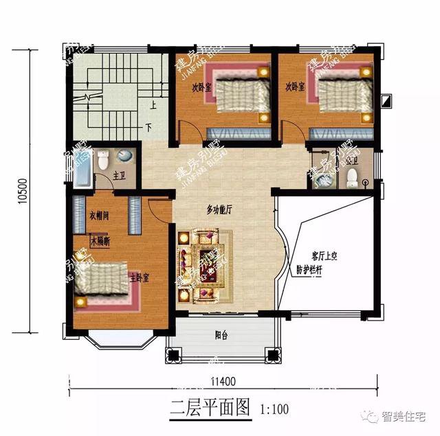 三层简欧房子设计方案图，不错的民房设计，占地120平-130平方米