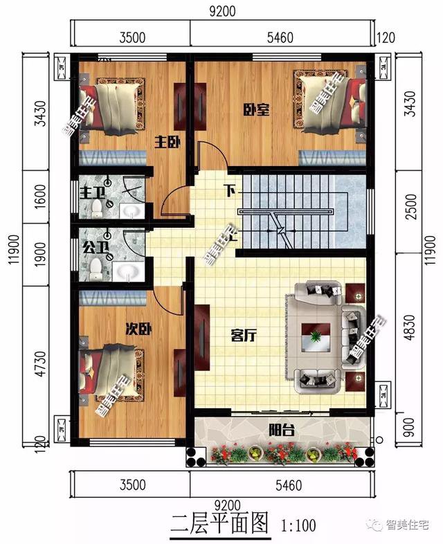 开间8-9米的三层农村小洋楼房方案设计，户型很实用，造价还低
