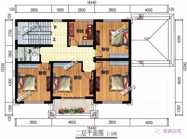 16.4×10.3米三层别墅，大堂屋设计，厨房单独建