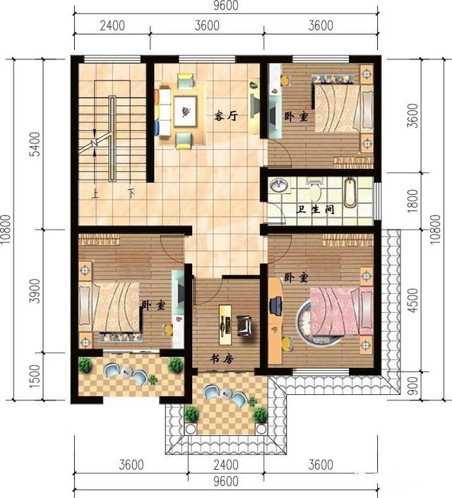 27万三层简欧农村民宅户型图，农村建这个户型的很多