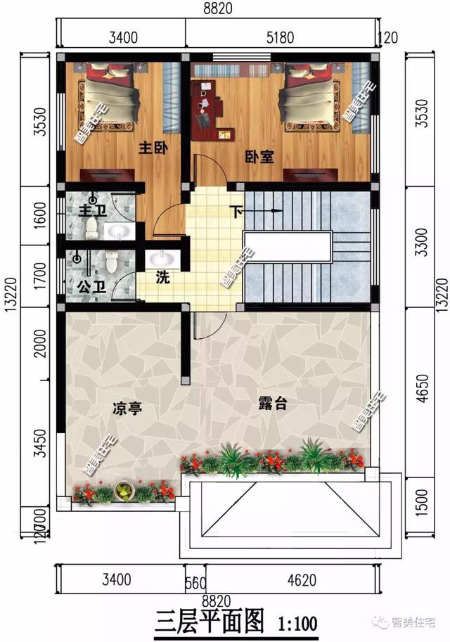 宽8-9米的三层小别墅户型图，面积小颜值却不低