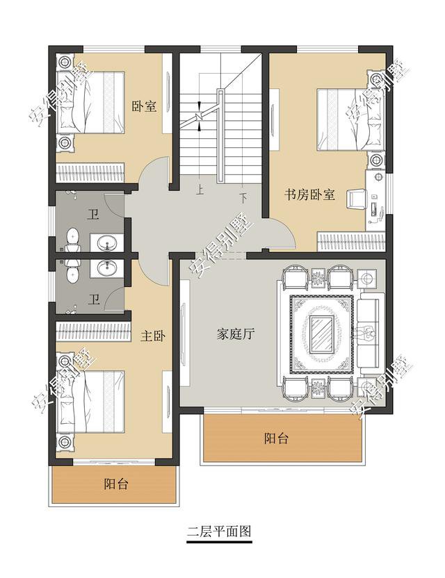 10x12.2m3层中式平屋顶带车库自建房子户型图，住着很舒服