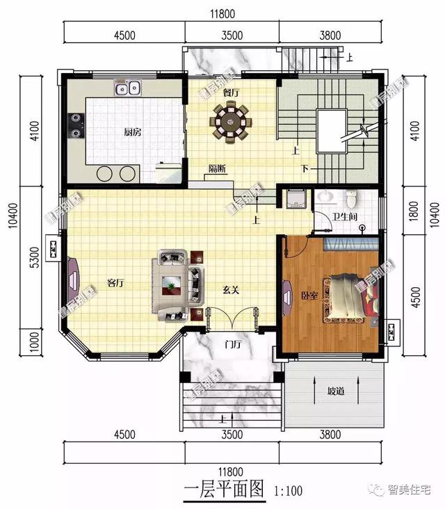 带地下室简欧三层自建房子户型方案图，还带露台