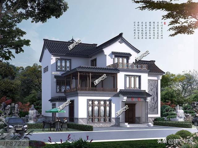 16款中式徽派自建房别墅图片，高清外观效果图
