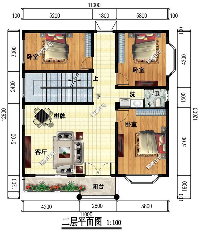 2栋简易三层洋楼户型图，施工比较容易