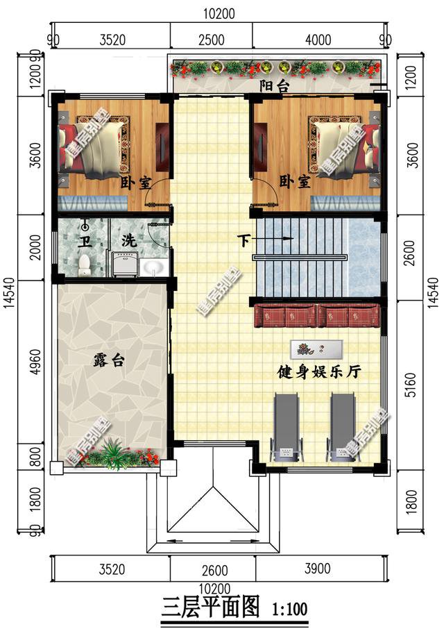 2栋简易三层洋楼户型图，施工比较容易