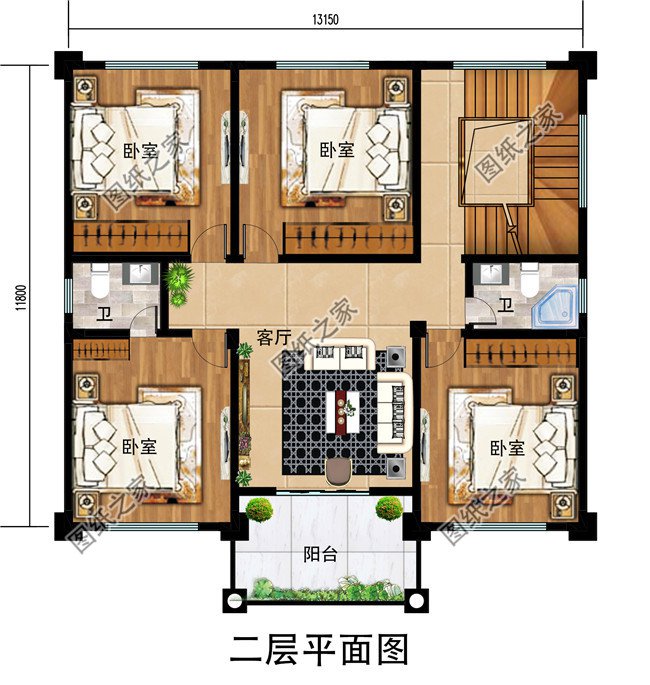 160平方农村三层别墅CAD设计图纸，含外观图片效果图