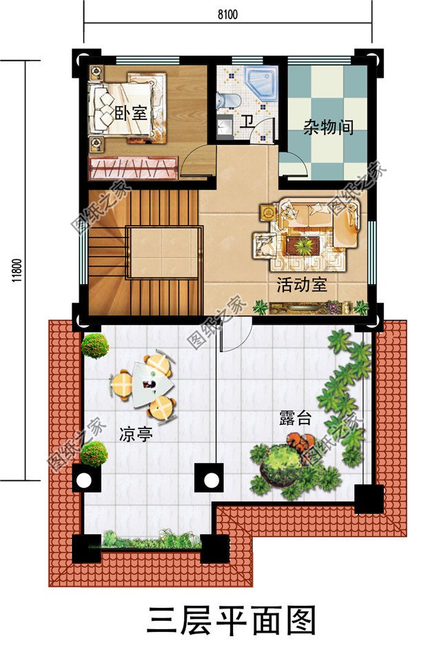 8×12米农村三层别墅自建房设计图，小开间精选方案