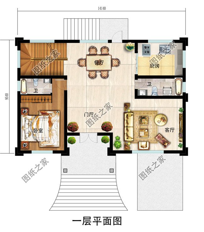 带地下室三层别墅设计图纸（含外观效果图），别墅设计方案