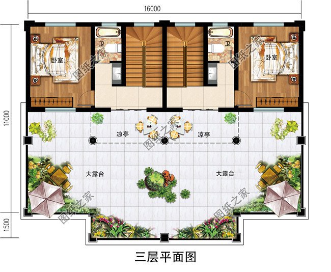 新中式三层双拼别墅设计图，外观图片美观、大气
