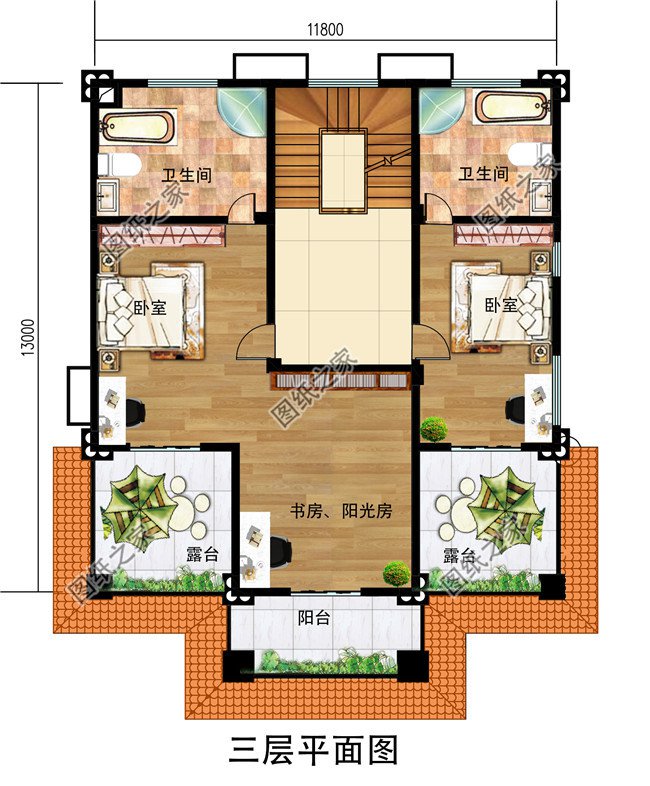 高端三层独栋欧式别墅效果图，带大卫生间，CAD全套施工设计图