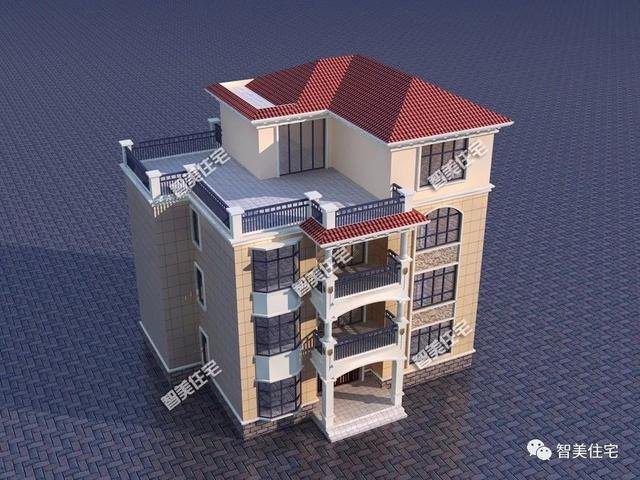 客厅挑空配旋转楼梯，多阳台设计的四层别墅，住此房生活质量高