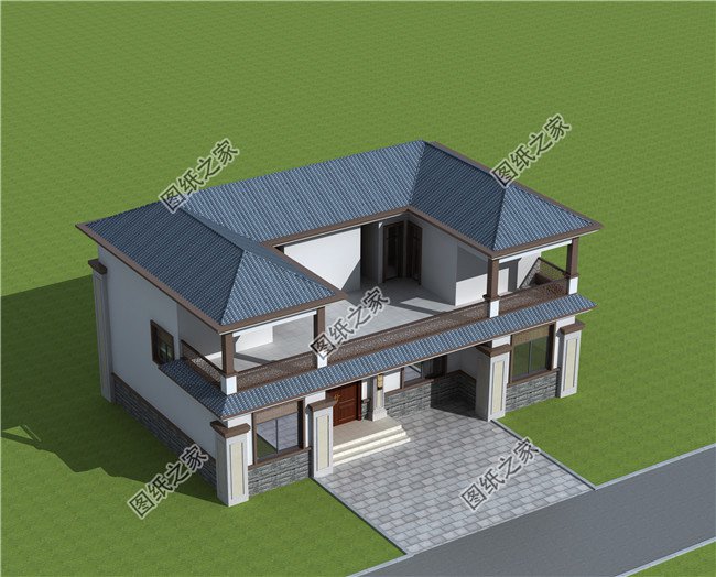 农村新款二层中式别墅设计图效果图，带堂屋设计