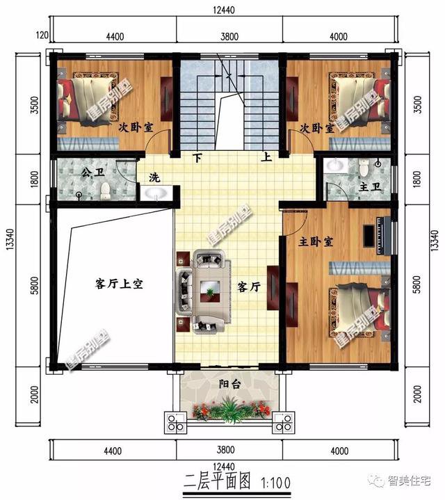 2栋客厅挑空的简欧式三层自建楼设计图，第二款是爆款