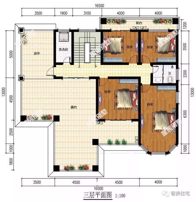 带车库4间民宅户型设计方案图，一个二层，一个三层图纸