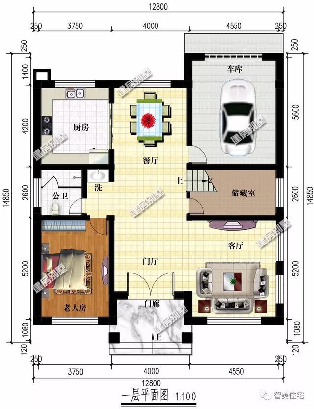 新中式风格的两层别墅，带车库和大露台，好房子让人看不厌