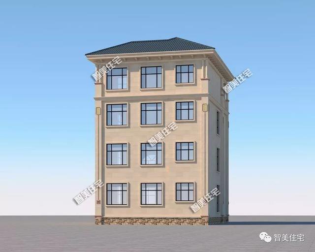 面宽8-9米的农村四层自建楼房户型方案图，小宅基地首选
