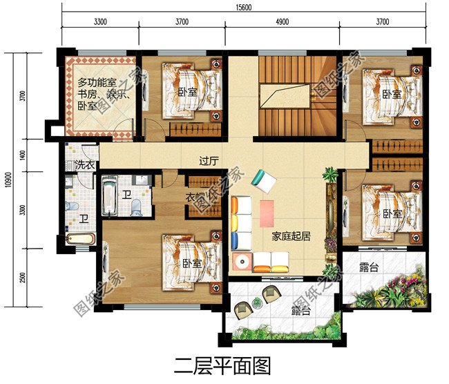 漂亮的二层中式现代别墅图，配色非常的温馨淡雅