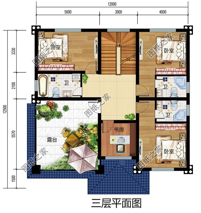 农村三层楼房设计图三层别墅图片，占地面积135平米