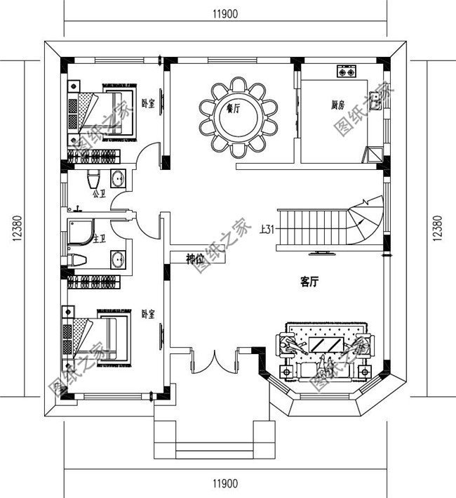 140-150平方米新農村別墅設計圖紙,帶外觀效果圖,複式戶型