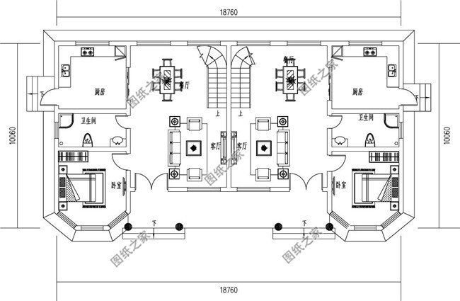 170平方米雙拼別墅戶型建築設計圖紙及外觀效果圖複式單戶85平