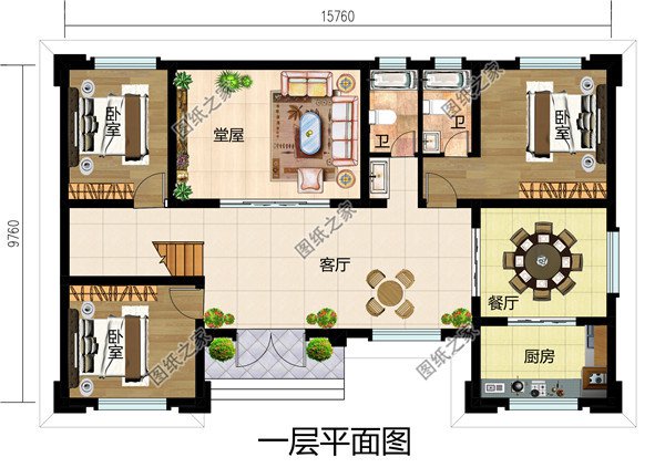 农村新款二层中式别墅设计图效果图，带堂屋设计