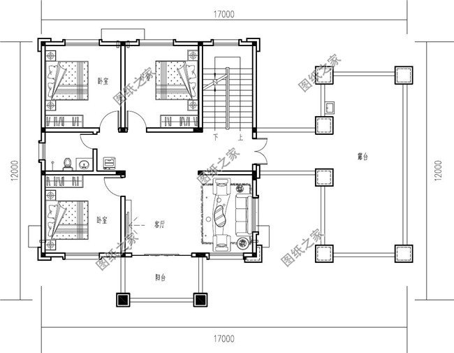 新农村实用型三层别墅设计CAD图纸带效果图